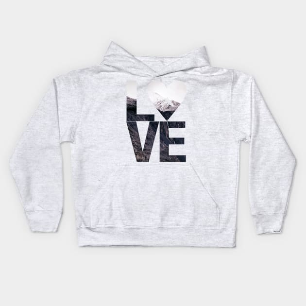 Mountain Love Outdoor Design Kids Hoodie by boobear_studio